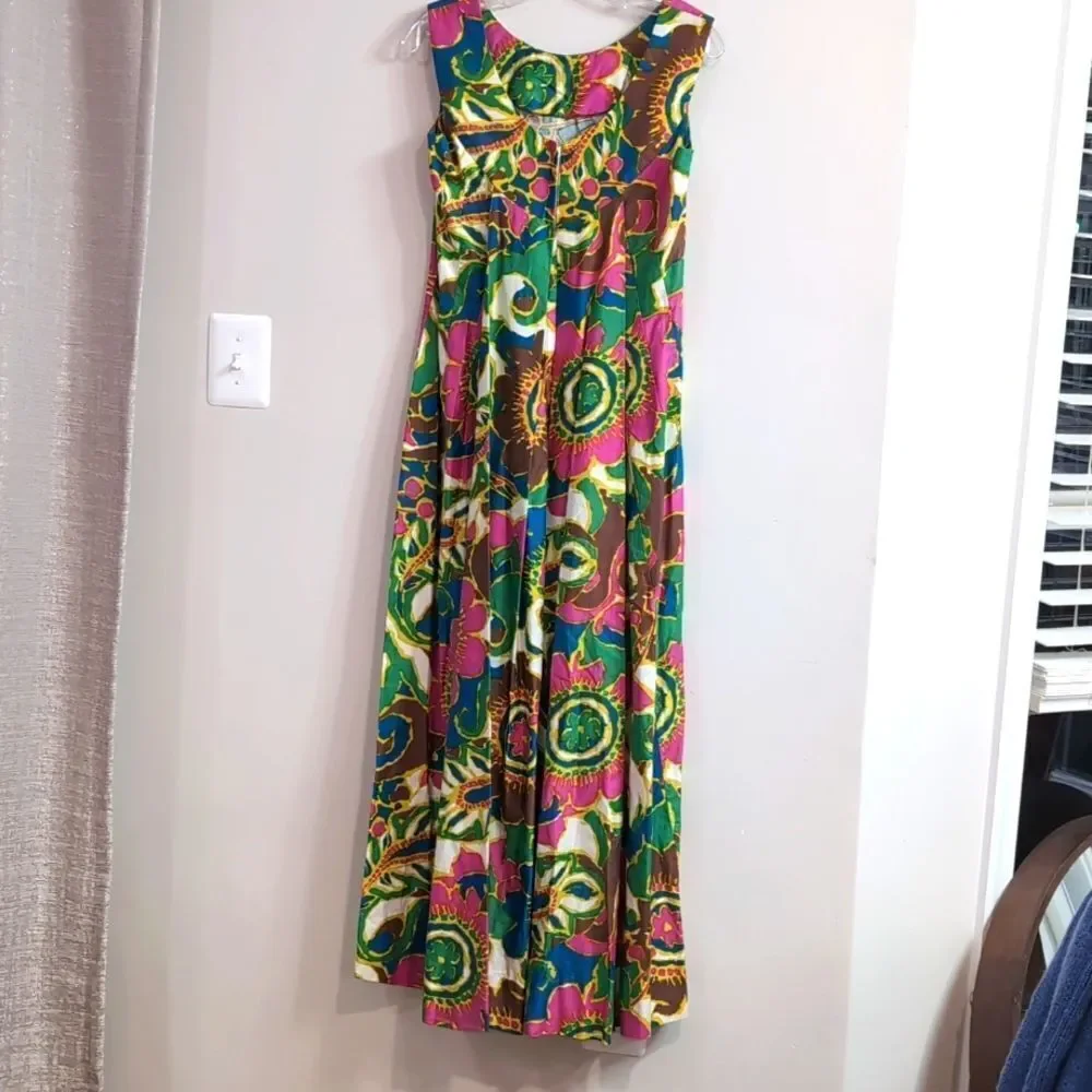 Vintage Tori Richard Honolulu Printed Cotton Maxi Dress - Picture 2 of 7